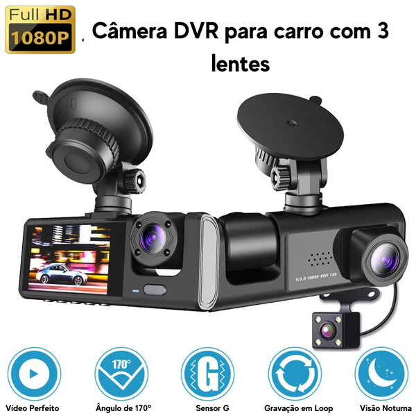 Cam PRO 360 4K - Câmera completa para Carro com tela de 2 polegadas e visão noturna.