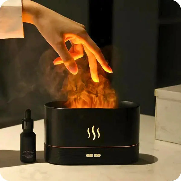 Umidificador e Difusor de Ar com Luz Noturna de Fogo - Aromaflame™